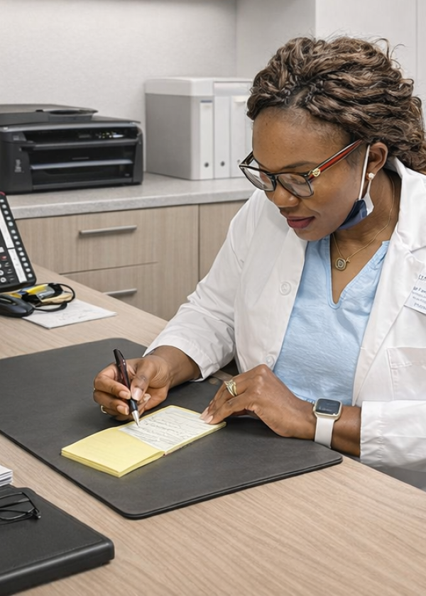 médecin en action dans son bureau moderne